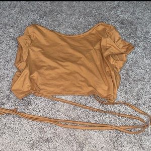 brown crop top with open back